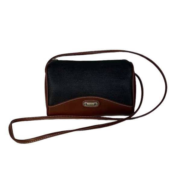 Vintage Handbags - Vintage 90s Y2K Esprit Black & Brown Leather Small Barrel Crossbody Shoulder Bag